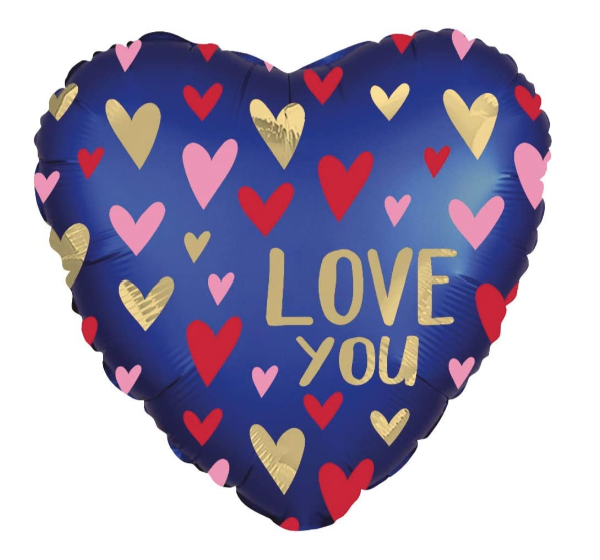 Folienballon - Love you, navy blau - ø 43cm